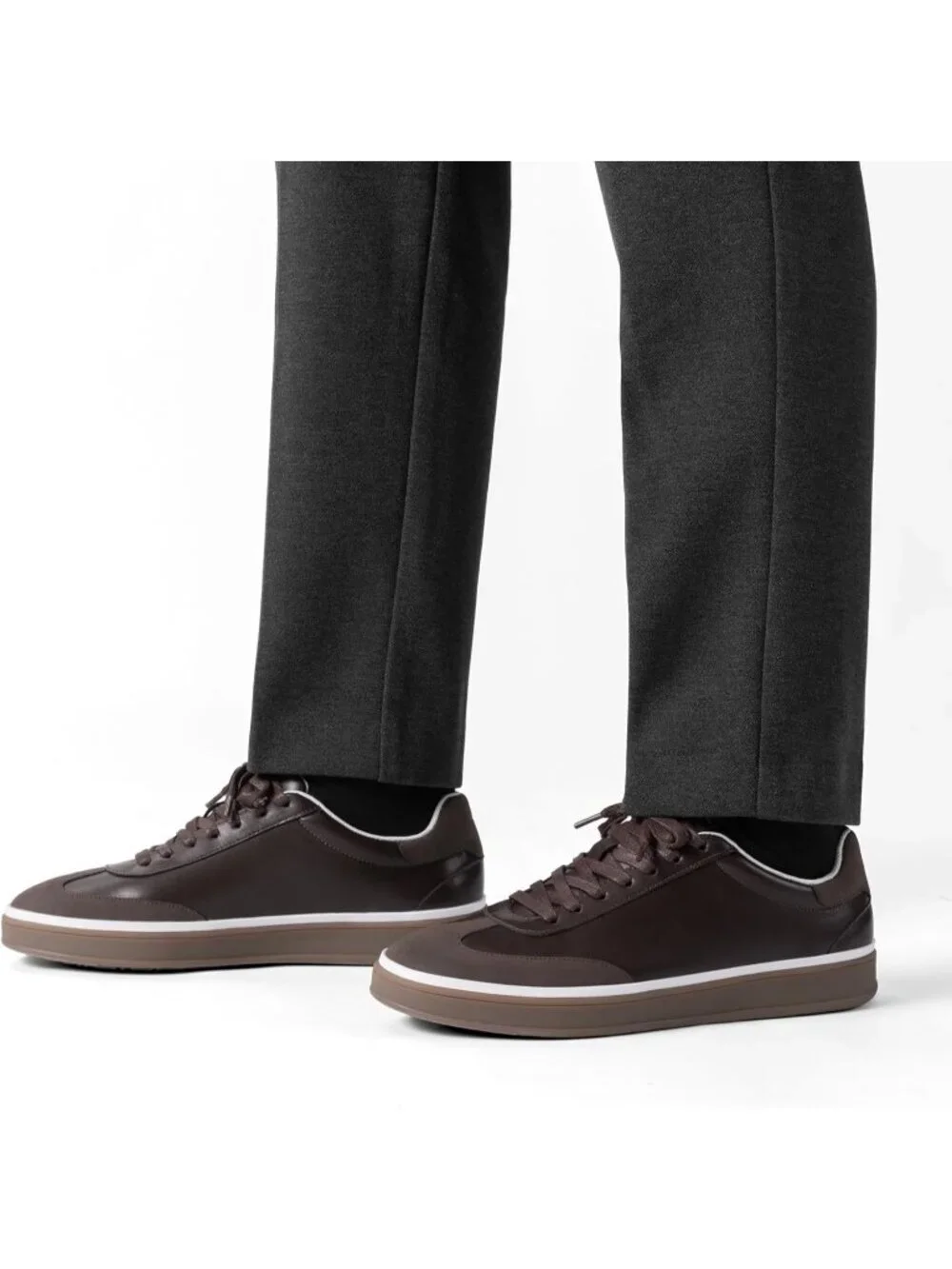 Men's Dark Brown Faux Suede Rubber Casual Comfortable Business Fashion Sneakers